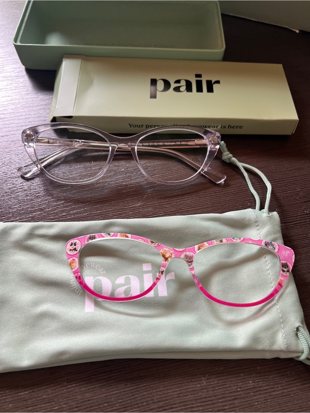 PAIR Eyewear new in box clear ELLA eyeglasses with Delores Umbridge cat frames